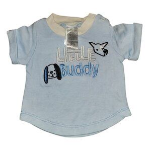 Baby Boys Light Blue "Little Buddy" T-Shirt 0-3 Months Little Beginnings Cotton/